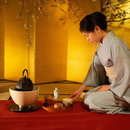 Traditional Japanese tea ceremony with matcha in Kyoto
